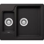 Chiuveta bucatarie Schock Manhattan N-150 Cristalite Nero 610x510 mm, granit, reversibila, montare pe blat, negru