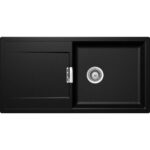 Chiuveta bucatarie Schock Mono D-100L Cristadur Magma 1000x510 mm, granit, reversibila, montare pe blat, negru metalizat