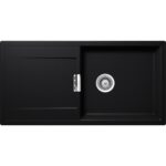 Chiuveta bucatarie Schock Mono D-100L Cristadur Puro 1000x510 mm, granit, reversibila, montare pe blat, negru intens
