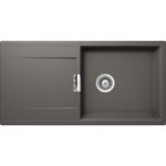 Chiuveta bucatarie Schock Mono D-100L Cristadur Silverstone 1000x510 mm, granit, reversibila, montare pe blat, gri inchis