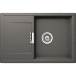 Chiuveta bucatarie Schock Mono D-100 Cristadur Silverstone 765x510 mm, granit, reversibila, montare pe blat, gri inchis