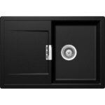 Chiuveta bucatarie Schock Mono D-100S Cristadur Magma 740x510 mm, granit, reversibila, montare pe blat, negru metalizat