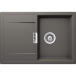 Chiuveta bucatarie Schock Mono D-100S Cristadur Silverstone 740x510 mm, granit, reversibila, montare pe blat, gri inchis
