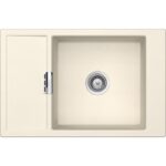Chiuveta bucatarie Schock Mono D-100XS Cristadur Magnolia 780x510 mm, granit, reversibila, montare pe blat, alb-crem