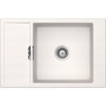 Chiuveta bucatarie Schock Mono D-100XS Cristadur Polaris 780x510 mm, granit, reversibila, montare pe blat, alb polar