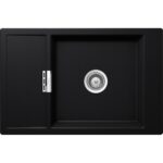 Chiuveta bucatarie Schock Mono D-100XS Cristadur Puro 780x510 mm, granit, reversibila, montare pe blat, negru intens