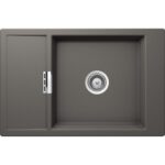 Chiuveta bucatarie Schock Mono D-100XS Cristadur Silverstone 780x510 mm, granit, reversibila, montare pe blat, gri inchis