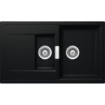 Chiuveta bucatarie Schock Mono D-150 Cristadur Puro 860x510 mm, granit, reversibila, montare pe blat, negru intens