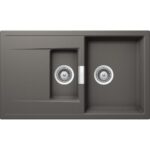 Chiuveta bucatarie Schock Mono D-150 Cristadur Silverstone 860x510 mm, granit, reversibila, montare pe blat, gri inchis