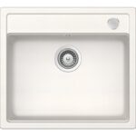 Chiuveta bucatarie Schock Mono N-100 Cristadur Polaris 570x510 mm cu sifon automat, granit, montare pe blat, alb polar