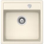 Chiuveta bucatarie Schock Mono N-100S Cristadur Magnolia 490x510 mm cu sifon automat, granit, montare pe blat, alb-crem