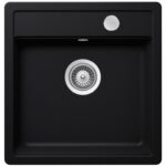 Chiuveta bucatarie Schock Mono N-100S Cristadur Puro 490x510 mm cu sifon automat, granit, montare pe blat, negru intens