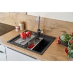 Chiuveta bucatarie Schock Nemo N-100 Cristalite Nero 570x510 mm, granit, montare pe blat, negru - imagine 8