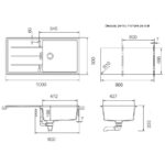 Chiuveta bucatarie Schock Tia D-100L Cristadur Silverstone 1000x500 mm cu sifon automat, reversibila, granit, montare pe blat, gri inchis - imagine 2