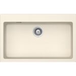 Chiuveta bucatarie Schock Signus N-100XL Cristadur Magnolia 790x500 mm, granit, montare pe blat, alb cremos