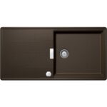 Chiuveta bucatarie Schock Tia D-100 Cristadur Bronze 860x500 mm cu sifon automat, granit, reversibila, montare pe blat, maro bronz