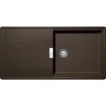 Chiuveta bucatarie Schock Tia D-100L Cristadur Bronze 1000x500 mm cu sifon automat, granit, reversibila, montare pe blat, maro bronz