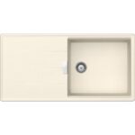 Chiuveta bucatarie Schock Tia D-100L Cristadur Magnolia 1000x500 mm cu sifon automat, granit, reversibila, montare pe blat, alb-crem