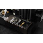 Chiuveta bucatarie Schock Tia D-100L Cristadur Silverstone 1000x500 mm cu sifon automat, reversibila, granit, montare pe blat, gri inchis - imagine 3