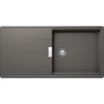 Chiuveta bucatarie Schock Tia D-100L Cristadur Silverstone 1000x500 mm cu sifon automat, reversibila, granit, montare pe blat, gri inchis