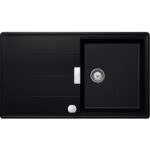 Chiuveta bucatarie Schock Tia D-100 Cristadur Puro 860x500 mm cu sifon automat, granit, reversibila, montare pe blat, negru intens