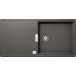 Chiuveta bucatarie Schock Tia D-100 Cristadur Silverstone 860x500 mm cu sifon automat, reversibila, granit, montare pe blat, gri inchis