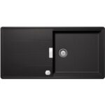 Chiuveta bucatarie Schock Tia D-100 Cristadur Stone 860x500 mm cu sifon automat, granit, reversibila, montare pe blat, gri piatra