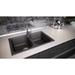 Chiuveta bucatarie Schock Viola N-200S Cristalite Nero 790x500 mm, granit, reversibila, montare pe blat, negru - imagine 5