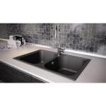 Chiuveta bucatarie Schock Viola N-200S Cristalite Nero 790x500 mm, granit, reversibila, montare pe blat, negru - imagine 4