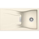 Chiuveta bucatarie Schock Waterfall D-100 Cristadur Magnolia 860x500 mm, granit, reversibila, montare pe blat, alb-crem