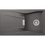 Chiuveta bucatarie Schock Waterfall D-100 Cristadur Silverstone 860x500 mm, granit, reversibila, montare pe blat, gri inchis