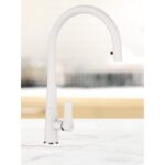 Baterie bucatarie Schock Gota Cristadur Alb cu cap extractibil, aspect granit, cartus ceramic - imagine 4