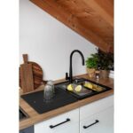 Baterie bucatarie Schock Gota Cristadur Negru cu cap extractibil, aspect granit, cartus ceramic - imagine 5