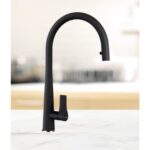 Baterie bucatarie Schock Gota Cristadur Negru cu cap extractibil, aspect granit, cartus ceramic - imagine 7