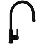 Baterie bucatarie Schock Kavus Cristadur Puro cu cap extractibil, aspect granit, cartus ceramic, negru intens