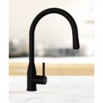 Baterie bucatarie Schock Kavus Cristadur Puro cu cap extractibil, aspect granit, cartus ceramic, negru intens - imagine 4