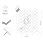 Mozaic Dunin Black&White Eastern White Herringbone 48, 28,5x30,5 cm, lustruit - imagine 6