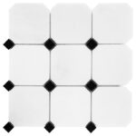 Mozaic Dunin Black&White Pure B&W Octagon 100, 30,5x30,5 cm, lucios