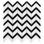 Mozaic Dunin Black&White Pure White Chevron Mix, 31x30,5 cm, lustruit