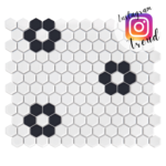 Mozaic Dunin Hexagon Hexagon Mini B&W Flower, 26x30 cm, lucios - imagine 5