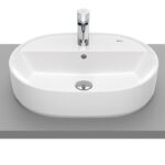 Lavoar oval pe blat Roca The Gap, 55x40x13 cm, alb