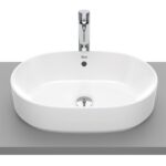 Lavoar oval pe blat Roca The Gap, 55x39x13 cm, alb