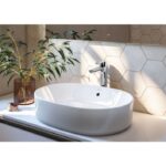 Lavoar oval pe blat Roca The Gap, 55x39x13 cm, alb - imagine 3