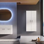 Set mobilier cu lavoar Baden Haus Miami 100 cm, alb lucios