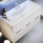 Set mobilier cu lavoar Baden Haus Miami 100 cm, alb lucios - imagine 2