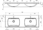 Lavoar dublu din marmura compozita Ravak Classic II, 130x45x17,4 cm, alb - imagine 2