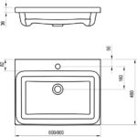 Lavoar ceramic pentru mobilier Ravak Comfort, 60x43x3 cm, alb - imagine 2