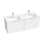 Lavoar dublu din marmura compozita Ravak Classic II, 130x45x17,4 cm, alb - imagine 3