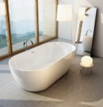 Cada freestanding Ravak Freedom O cu ventil crom, 169x80 cm, alb - imagine 2