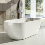 Cada freestanding Ravak Freedom O cu ventil crom, 169x80 cm, alb